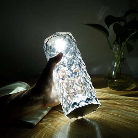 Crystal Diamond Night Light Rechargeable Lamp - Touch Control Color Changing LED